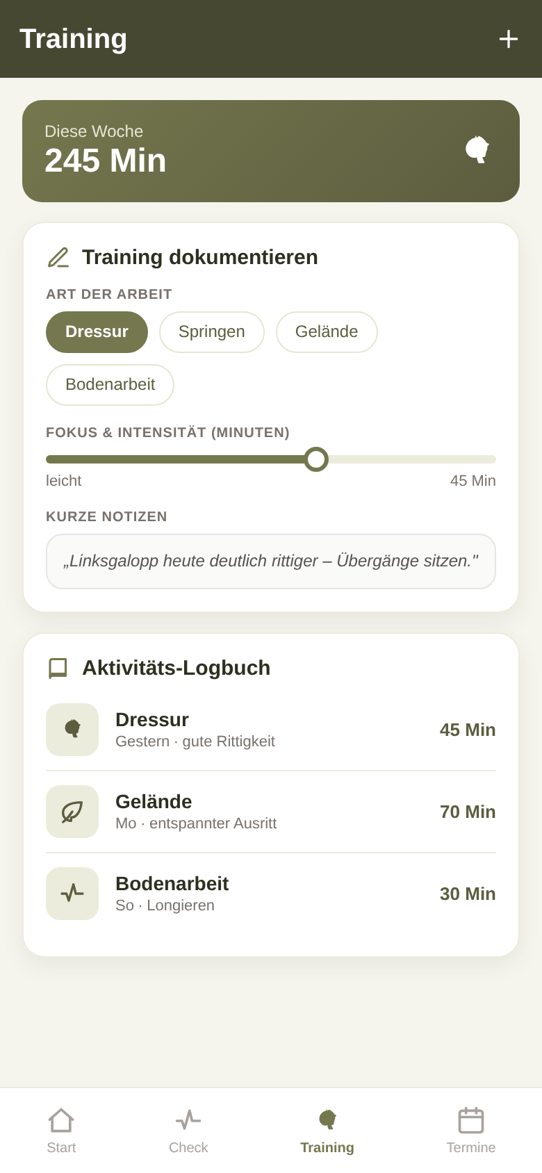 Trainings-Tagebuch
